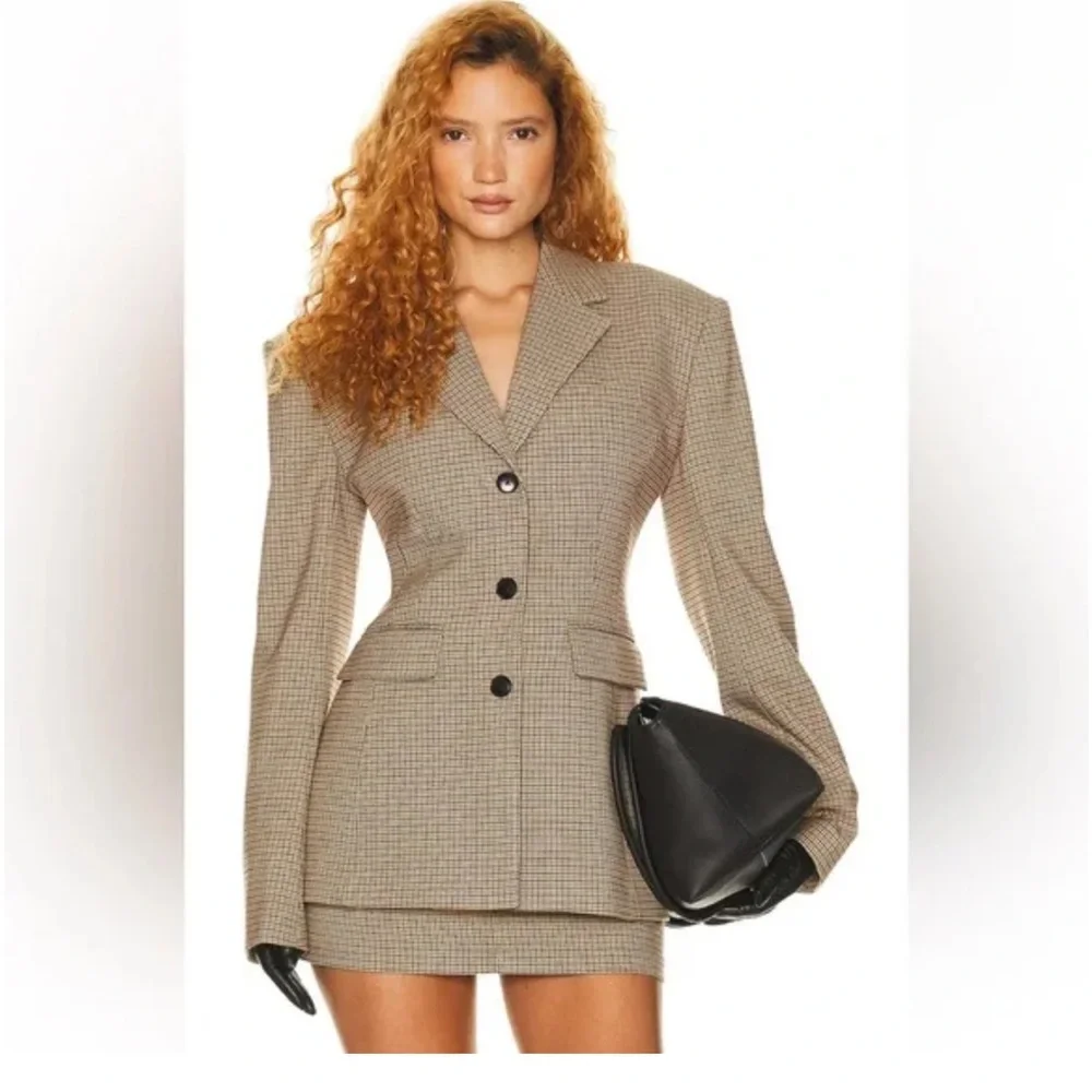 Helsa plaid curve jacket M - Picture 2 of 13